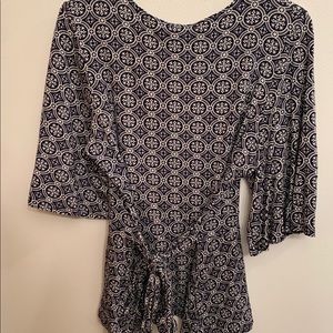 Navy blue Boohoo pattern blouse size 14